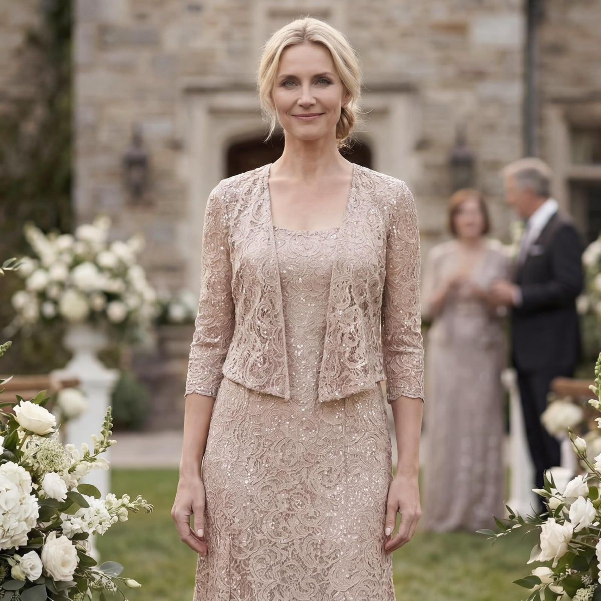 Alex Evenings Vestido Chamarra Largo, Encaje Vestido para la Madre de la Novia para Mujer