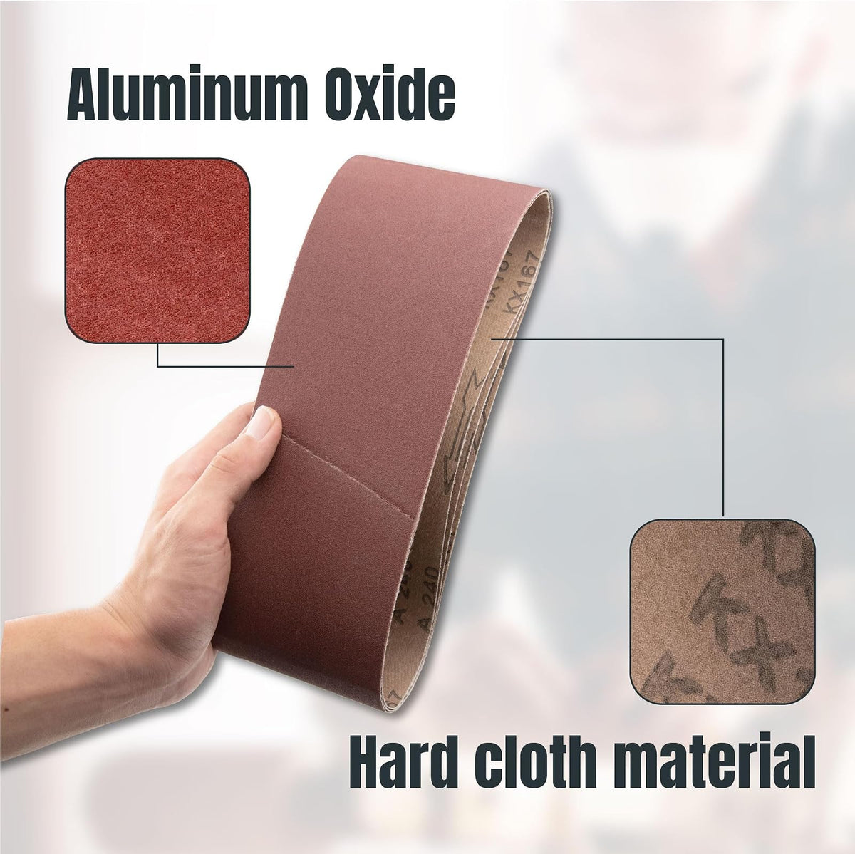 POWERTEC 110030 - Correas de lijado de 4 x 24 pulgadas, 10 unidades, correa de lijado de óxido de aluminio de grano 180, papel de lija para correa oscilante y lijadora de husillo