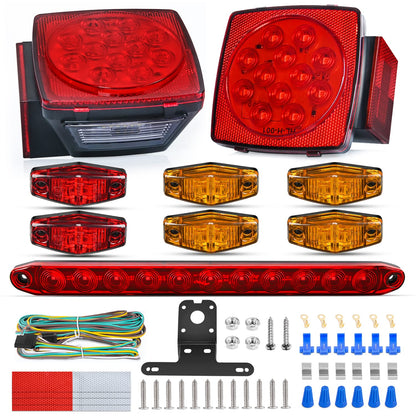 Nilight TR-155 Kit de Luces LED para Remolque, Parada Cuadrada, Ámbar/Rojo, Tercera Barra de Identificación de Freno, 12 V, para Barco/Caravana/Camión