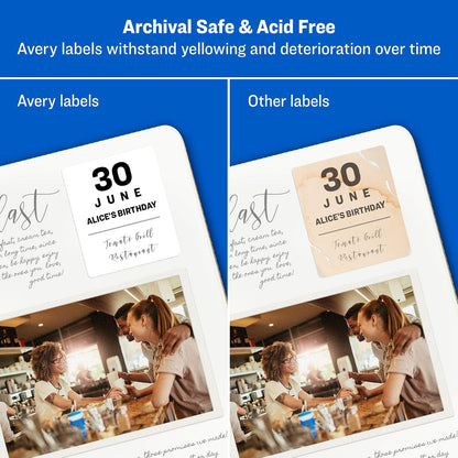 Avery 06583 Etiquetas Ovaladas Blancos para Impresora Láser E Inkjet, 270 Etiquetas