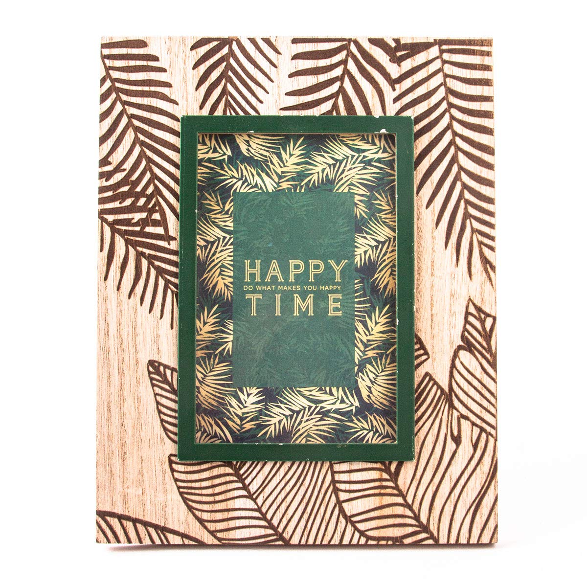 running 2523101 Decora Portarretratos Cajas p/Llaves Porta Retrato de MDF 4x6 café/Verde Hojas grabadas, Color, Pack of/Paquete de 1
