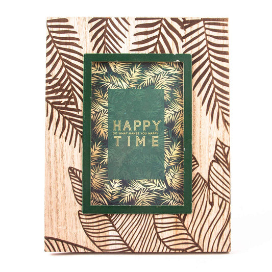 running 2523101 Decora Portarretratos Cajas p/Llaves Porta Retrato de MDF 4x6 café/Verde Hojas grabadas, Color, Pack of/Paquete de 1