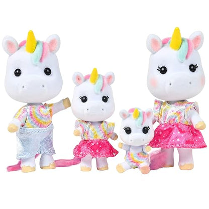 Sunny Days Entertainment Honey Bee Acres Rainbow Ridge Daydreamers Unicorn Family - 4 muñecas en Miniatura | Cifras coleccionables de fantasía pequeñas | Juguetes de Juego para niños