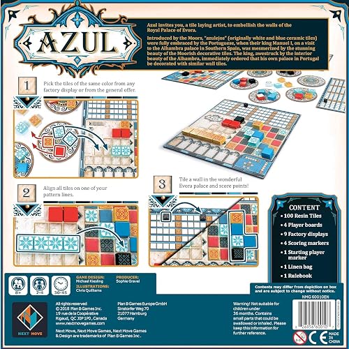 Asmodee Azul: Juego de Mesa y Estrategia - 2 a 4 Jugadores - Edad Recomendada 8 Años en Adelante - Estrategia Abstracta - Azulejos - Unisex - Multicolor