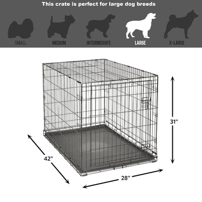 New World - Caja plegable de metal para perros, puerta individual y doble, Puerta única, Negro, 106 cm