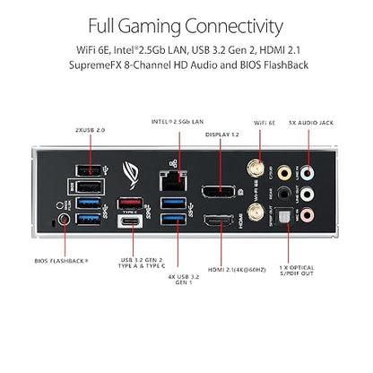ASUS ROG Strix B550-F Gaming WiFi II AMD AM4 ATX Tarjeta Madre Gaming | AMD AM4 (Ryzen 5000/3000), DDR4 hasta 4800 (OC), 14 fases DrMOS, PCIe 4.0 x16, 2 ranuras M.2, WiFi 6E, LAN Intel 2.5Gb