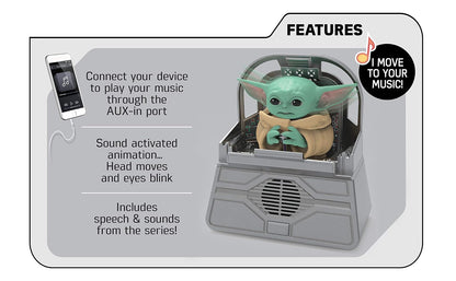 eKids Star Wars The Child Animatronic Discurso y Sonidos con Altavoz Integrado y Combinaciones activadas por Movimiento, el Juguete mandaloriano para niños a Partir de 4 años, Gris