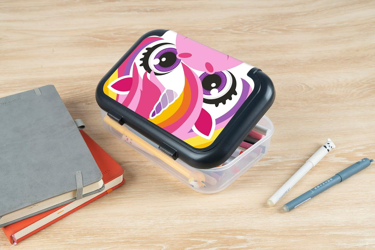 ZIPIT - Caja de lápices de plástico reciclado para niñas | Estuche para lápices para la escuela | Caja de lápices de gran capacidad (unicornio)