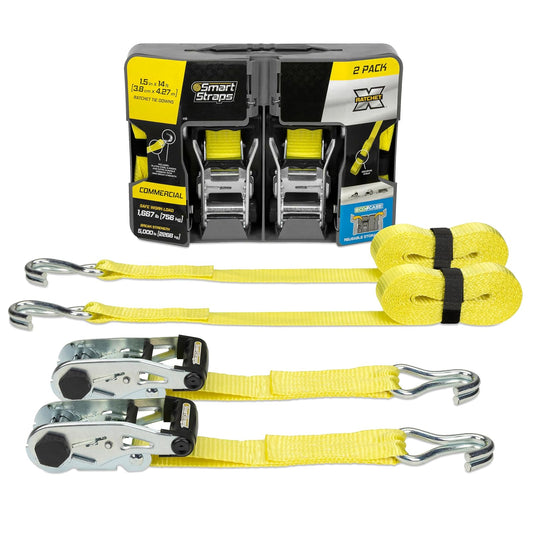 SmartStraps Correas de carraca 30 ft YW RatchetX 1 PK 10 000 LB, 2 Unidades, Amarillo, 4 m