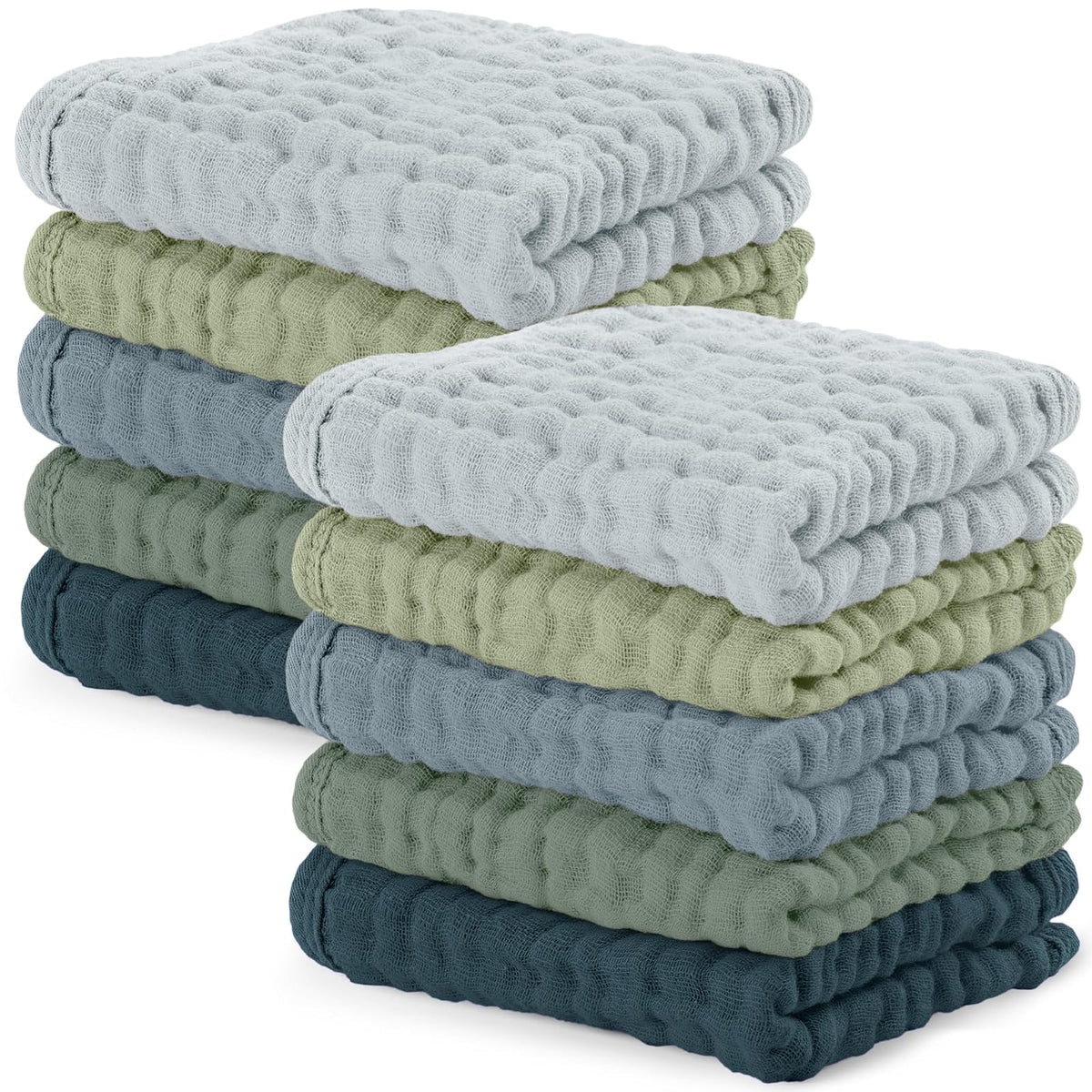 Comfy Cubs Toallitas de Muselina para Bebé (Paquete de 10), Toallas Suaves de 6 Capas de Algodón para Piel Sensible, Grandes, Absorbentes y Delicadas Multicolor Niño
