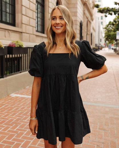 The Drop Minivestido para Mujer, con Mangas Abullonadas, Negro, por @fashion_jackson