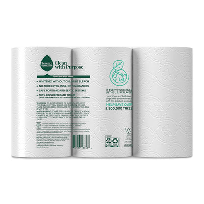 Seventh Generation Toilet Paper, Bath Tissue, 100% Recycled Paper, 48 Rolls (Packaging May Vary)