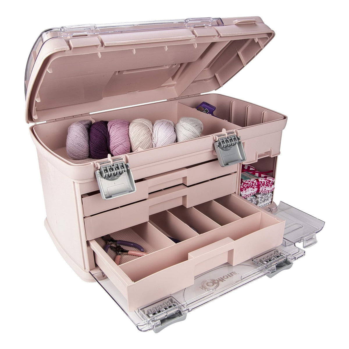 CREATIVE OPTIONS - Sistema grande de organización de tres cajones, con dos compartimentos utilitarios pequeños: almacenamiento de baterías, almacenamiento de joyas, almacenamiento de piezas pequeñas, almacenamiento de manualidades, almacenamiento de costu
