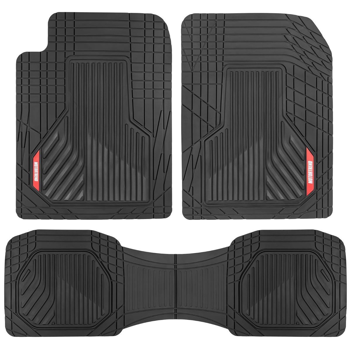 Motor Trend AdventureMax Alfombrillas para Piso de Auto Juego Completo, Goma Durable, Negro MTMT-8203-BK