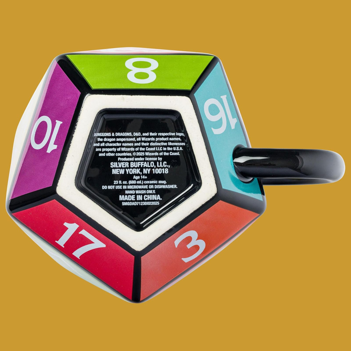 Silver Buffalo Dungeons & Dragons D20 - Taza esculpida 3D de cerámica, 20 onzas
