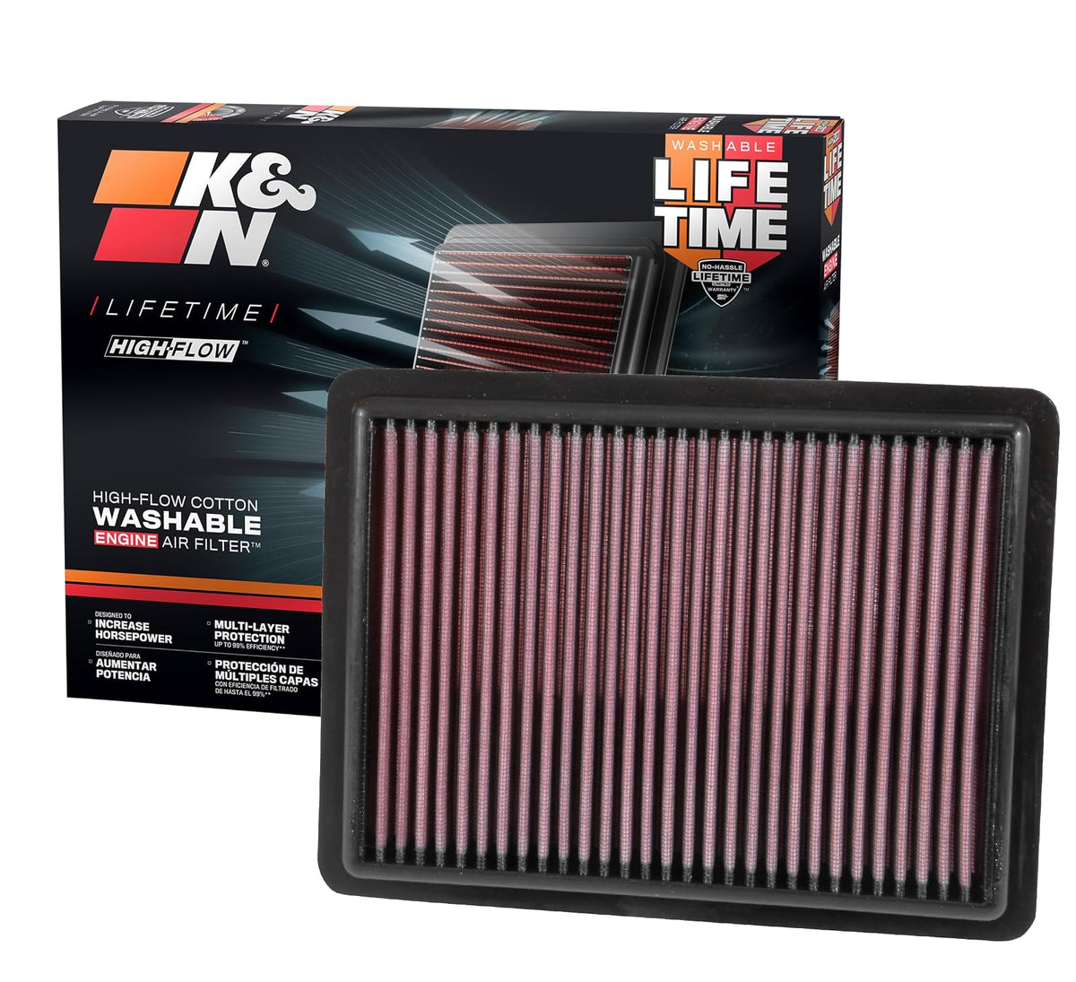 K&N Filtro de Aire de Motor Lavable 33-3096 para Acura RDX 2019-2025