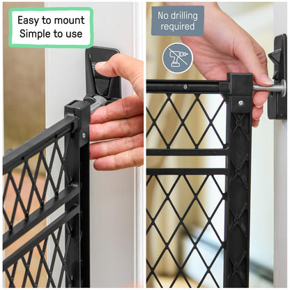 Ingenuity Doorway 42W Puerta de Seguridad para Bebés y Perros, para Interiores y Exteriores, Panel de plástico con Refuerzo de Acero galvanizado, se Adapta a Aberturas de 58 a106 cm
