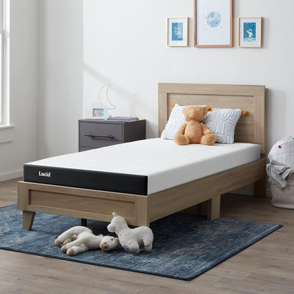 Lucid - Colchón en Caja - Colchón de Memory Foam de 13 cm - Colchón con Infusión de Gel y Carbón de Bambú - Individual + Protector de Colchón - Tela de Toalla Impermeable e Hipoalergénico - Individual