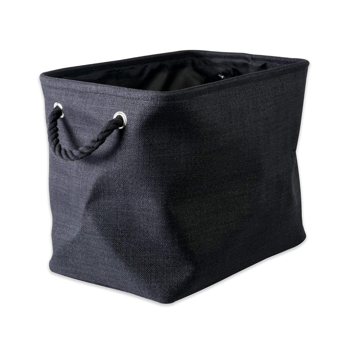 DII - Cesta o papelera de almacenamiento plegable de poliéster abigarrado con asas de algodón duraderas, solución organizadora del hogar para la oficina, el dormitorio, - Pequeño - Negro