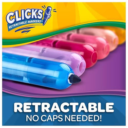 Crayola - Marcadores retráctiles (10 unidades), marcadores lavables para niños, marcadores de clic, suministros escolares para niños, regalos, a partir de 5 años