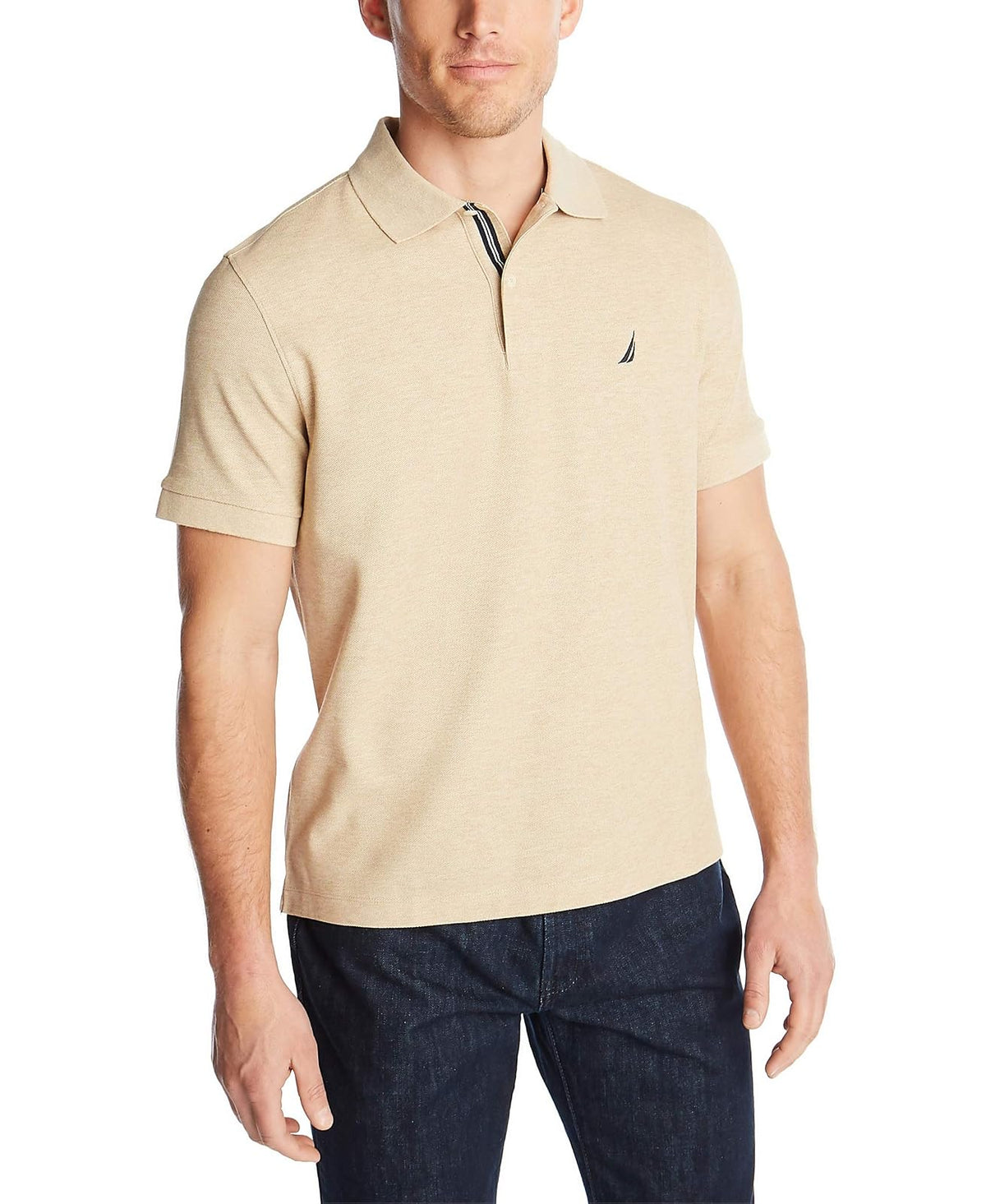 Nautica Polo de Manga Corta Clásico para Hombre - XL - coastal camel heather