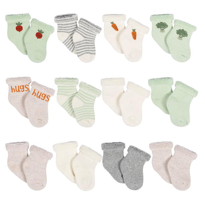 Gerber Calcetines Antideslizantes para Bebé, Paquete de 12 - 6-9 Meses - Veggies felices