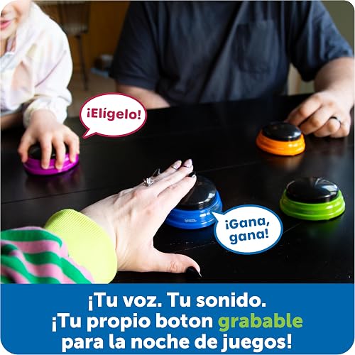 Learning Resources Recordable Answer Buzzers Set de 4 | Materiales para Maestros y Clases, Botón de Efectos de Sonido, Juegos de Trivia, Herramientas de Participación