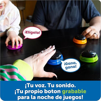 Learning Resources Recordable Answer Buzzers Set de 4 | Materiales para Maestros y Clases, Botón de Efectos de Sonido, Juegos de Trivia, Herramientas de Participación