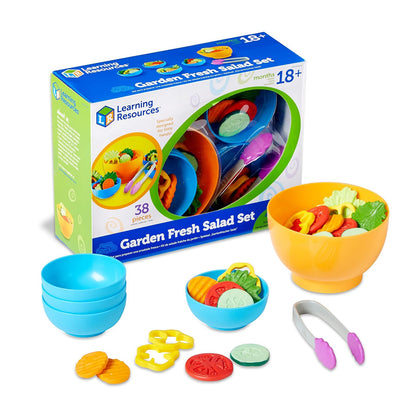 Learning Resources New Sprouts Garden Fresh Salad Set, Juguetes de Comida, Vegetales para Niños, Desarrolla Habilidades de Motricidad Fina, 38 Piezas, Edades 18+ Meses