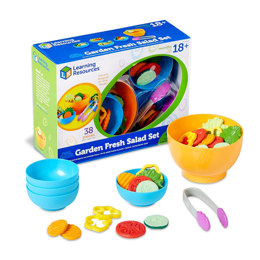 Learning Resources New Sprouts Garden Fresh Salad Set, Juguetes de Comida, Vegetales para Niños, Desarrolla Habilidades de Motricidad Fina, 38 Piezas, Edades 18+ Meses