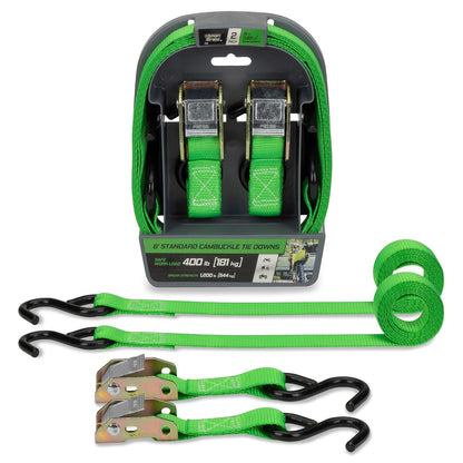 SMARTSTRAPS - Correas de Amarre de cambuckle de 6 pies, Paquete de 2, 0,544 | Correas de hebilla de leva de liberación rápida, carga de trabajo segura de 400 libras, lazos de amarre suaves – motos de