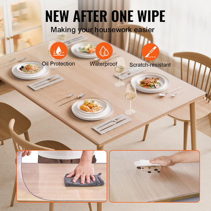 VEVOR Mantel Rectangular Transparente Esmerilado 914x1524 mm Grosor de 1,5 mm Película de PVC para Mesa Impermeable Fácil de Limpiar Protector de Mesa para Oficina, Cocina, Restaurante, Comedor