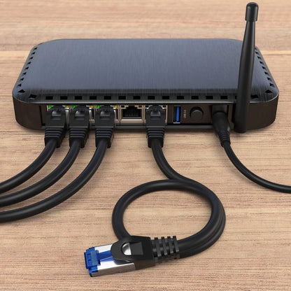 KabelDirekt – Cable Ethernet 10Gbit/s – 5x 25ft/7.5m, plateado | Transmite la velocidad máxima de fibra óptica, para redes Gigabit, switches/routers/modems/plata
