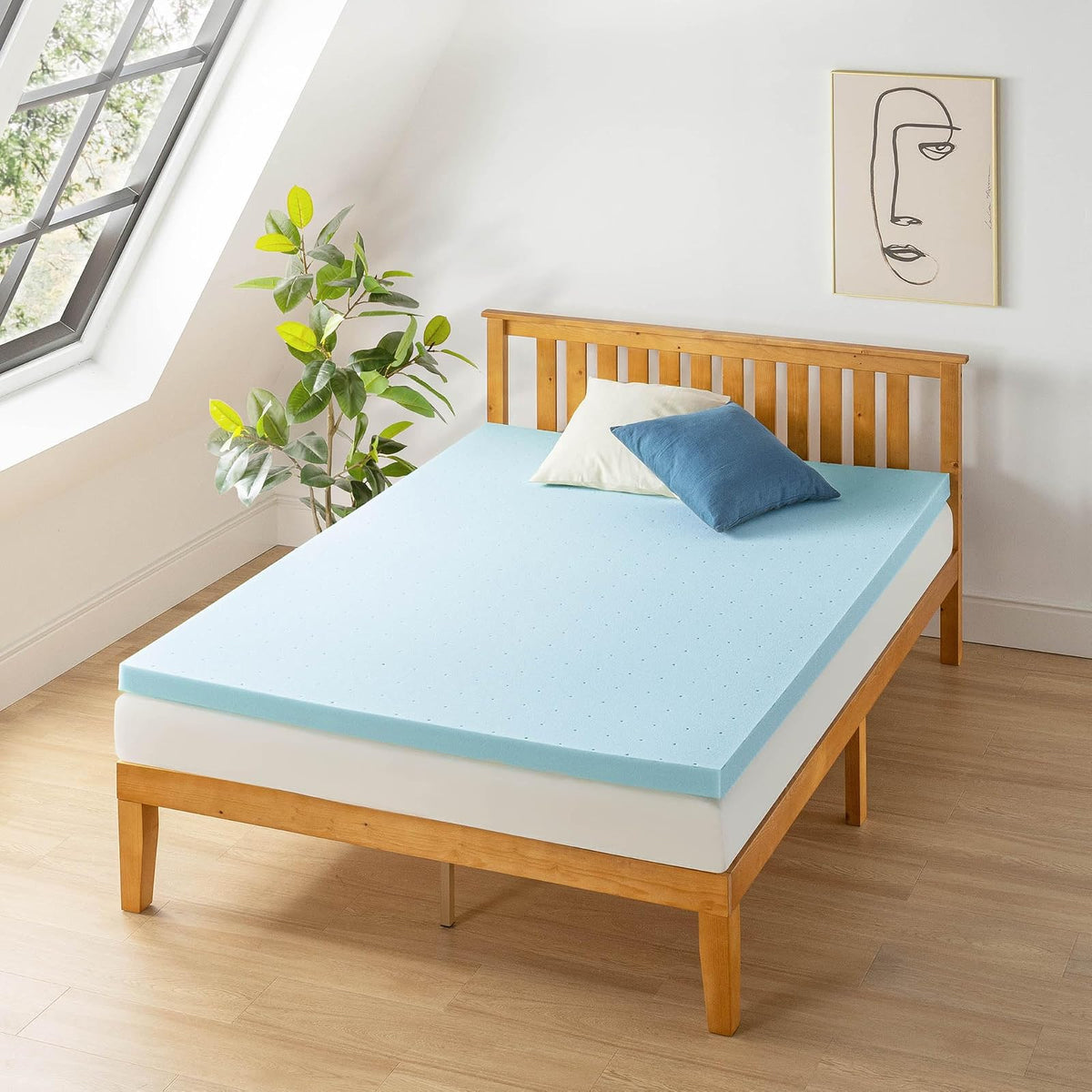 Best Price Mattress Colchón de Espuma viscoelástica de Gel de 6,35 cm, 6,3 cm, Azul, Queen, 1, 1