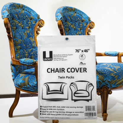 uBoxes Chair Protective Poly Covers, 72 x 46 inch, 2 Pack