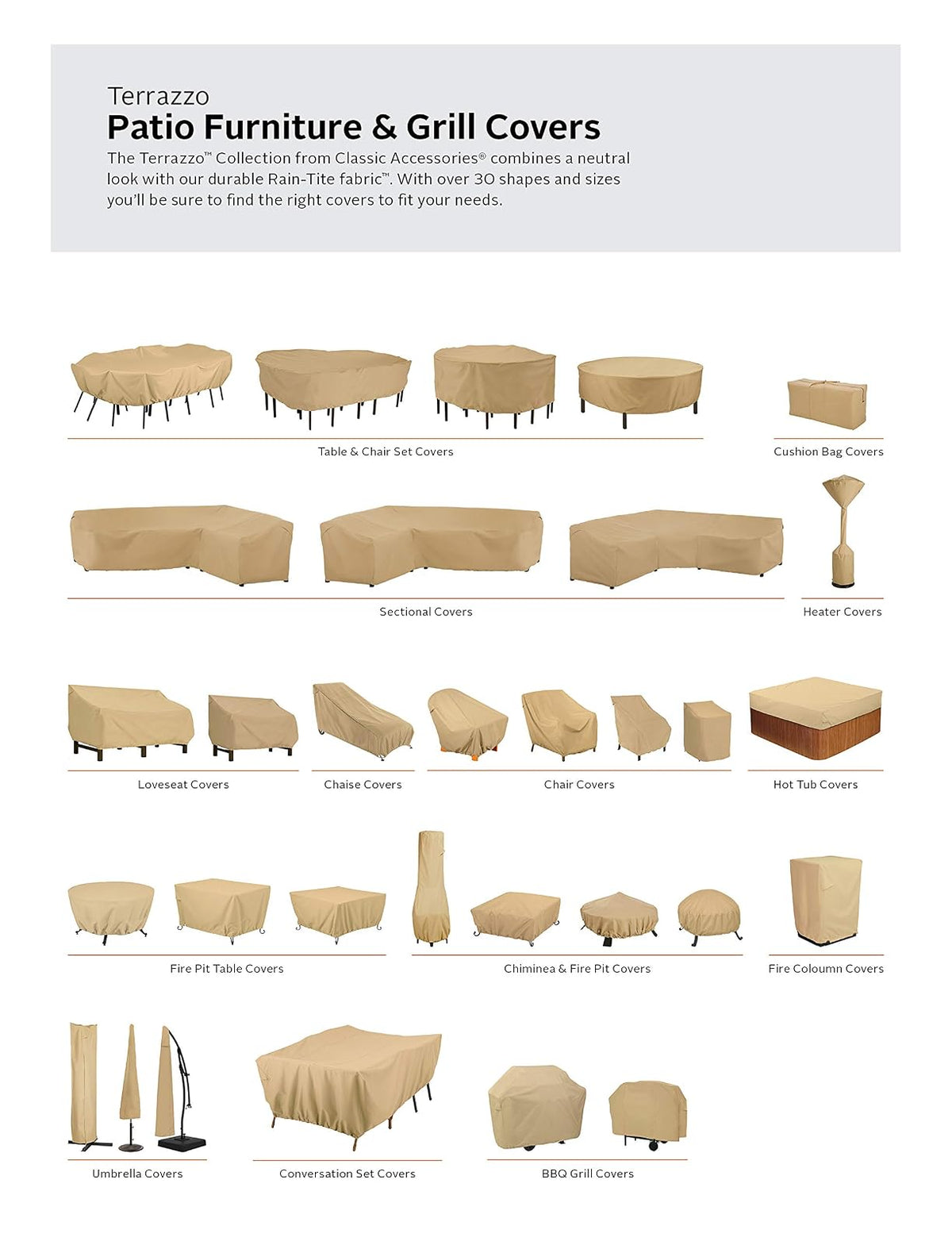 Classic Accessories - Funda para Silla de Patio de 26 Pulgadas, Resistente al Agua, con Respaldo Alto, Fundas para sillas para Exteriores