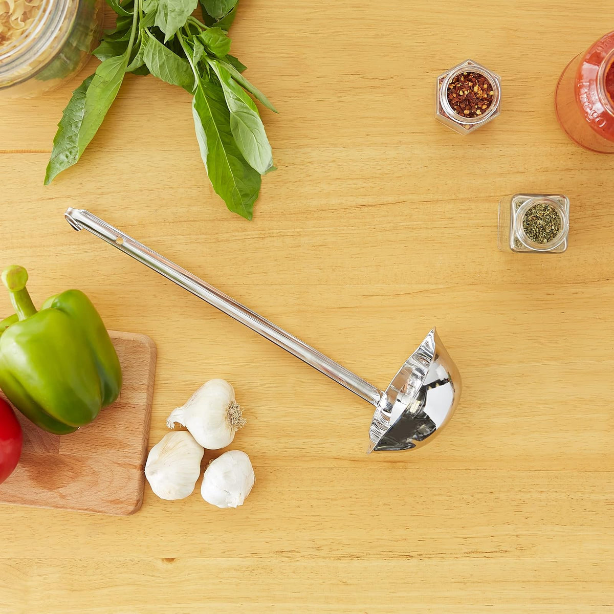 RSVP International Endurance Canning Collection - Acero inoxidable 18/8 no reactivo, apto para lavaplatos, cucharón, 13-1/2 pulgadas