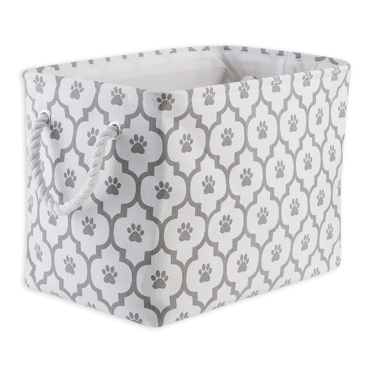 DII Bone Dry Cesta Organizadora para Juguetes y Accesorios de Mascota - Blanco - Gris - Medium Rectangle