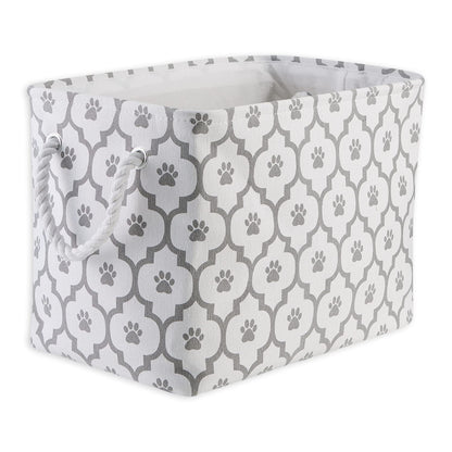 DII Bone Dry Cesta Organizadora para Juguetes y Accesorios de Mascota - Blanco - Gris - Medium Rectangle