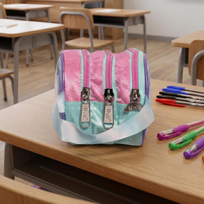 Ruz Lapicera Triple Infantil y Preescolar | Cinnamoroll | 100% Poliéster | Estuche Organizador para Niños con Compartimentos y Cierre de Cremallera | Recomendado desde 3 años