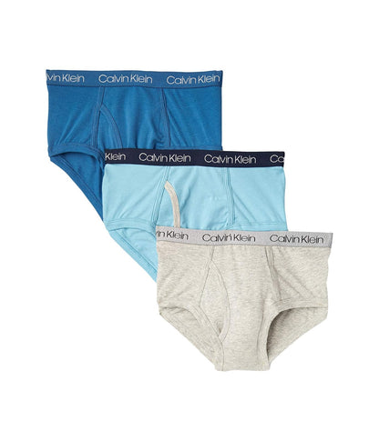 Calvin Klein CK Calzoncillos para Niño, Paquete de 3 - Gris Jaspeado - Azul Oscuro - Azul Delphinium - G
