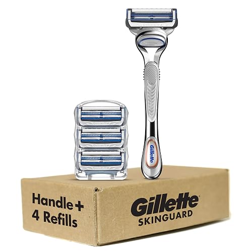 Gillette SkinGuard Men's Razor With Handle + 4 Blade Refills