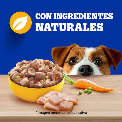 Pedigree - Sobres para Perro Cachorro, Raza Pequeña, Pollo y Vegetales, Nutrición para tu Mascota, Proteínas y Fibras, 24 Sobres