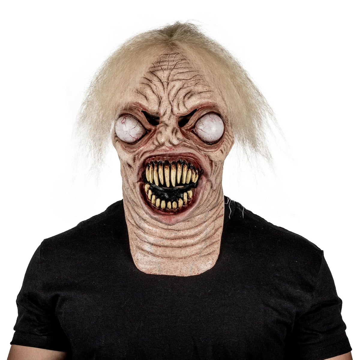 REV Máscara de Látex Alien Creepy con Cuello | Máscara Realista de Extraterrestre Talla Mediana para Halloween, Cosplay y Fiestas de Terror