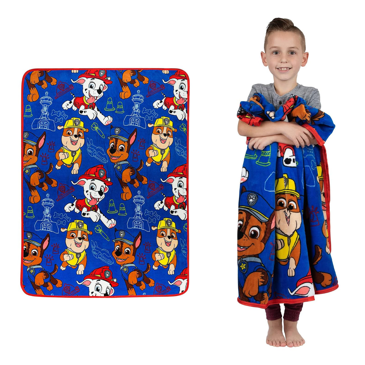 Franco Manta de Felpa Patrulla Canina para Niños - 46 in x 60 in - Rojo