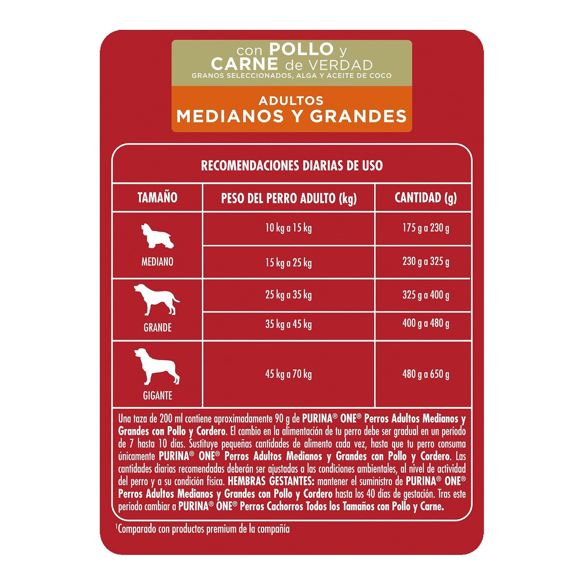 Purina One Adulto Raza Mediana y Grande Sabor Pollo y Carne 2Kg