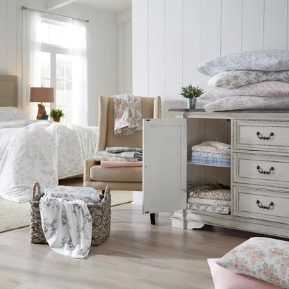 Laura Ashley Home - Juego de sábanas de Franela de algodón, cepilladas para Mayor suavidad y Comodidad (Gris a Cuadros, Queen)