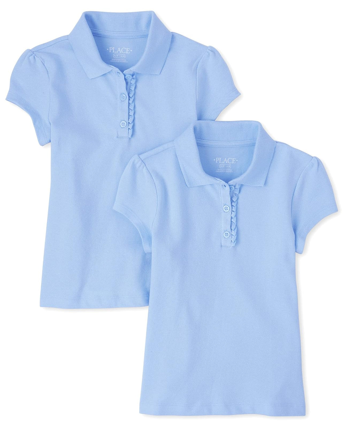 The Children's Place Polo Piqué Manga Corta con Volantes Niña - 2XG - Daybreak 2 unidades
