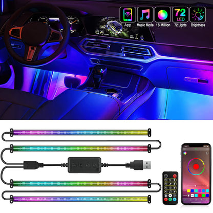 Nilight Luces de Interior RGBIC 72 LED USB 12 V, Multitáctil con App, Modo Música, para Auto y Camión, TL-90