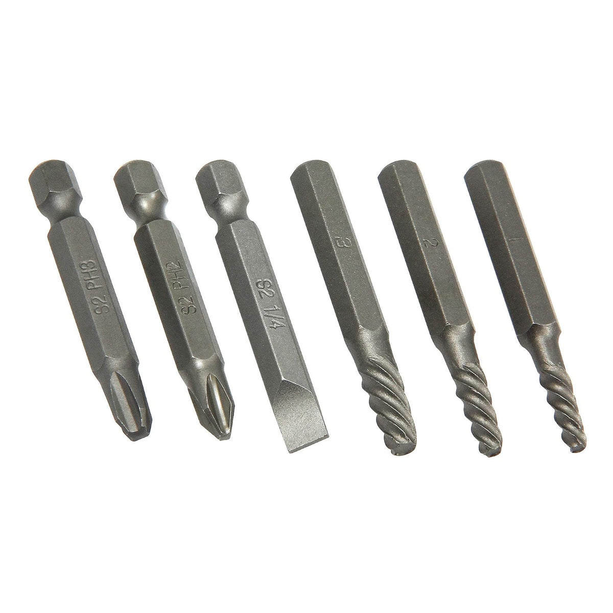 Powerbuilt 647767 - Juego de herramientas extractoras de impacto de 1/4 pulgadas, para quitar tornillos oxidados y dañados, mango de golpe con un martillo para crear un par de torsión cargado por